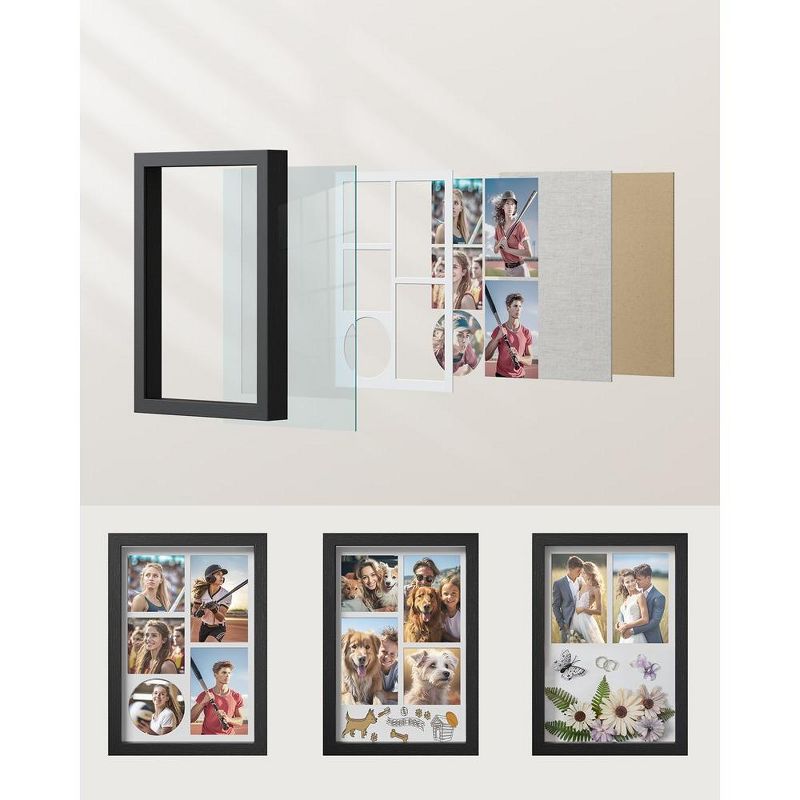 SONGMICS A4 Shadow Box Frame, 1.3-Inch Deep Memory Display Case for Desk Wall Decor, Box Picture Photo Frame, 3 of 8