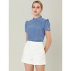 Allegra K Women's Ruffled Retro Short Sleeve Office Polka Dots Blouses - 2 of 4