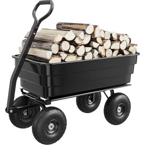 COZONY Poly Dump Cart, 600/1200 lbs Heavy Duty Garden Wagon, 10" No-Flat Tires, Quick Release, Adjustable Handle, Utility Yard Cart for Landscaping - 1 of 4