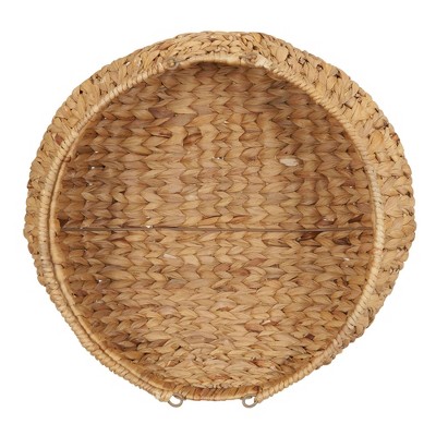 Natural Water Hyacinth Wicker Storage Basket with Handles