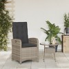 vidaXL Reclining Patio Chair with Cushions Gray Poly Rattan - 3 of 4