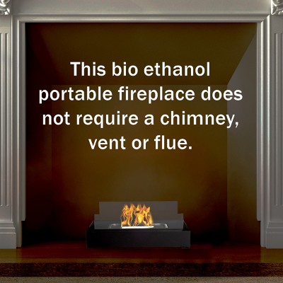 Black Rectangular Gel Fuel Tabletop Fireplace with Glass