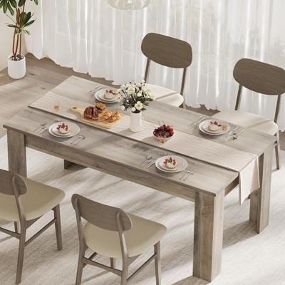 63″ Farmhouse Rectangular Dining Table for 4–6, 1.18″ Thick MDF Wood Kitchen & Dining Room Table for Apartment/Small Space with 300 lb Load Capacity