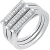 Steeltime Ladies 18k white gold plated brass simulated diamonds tube 3pc rings set - 2 of 4