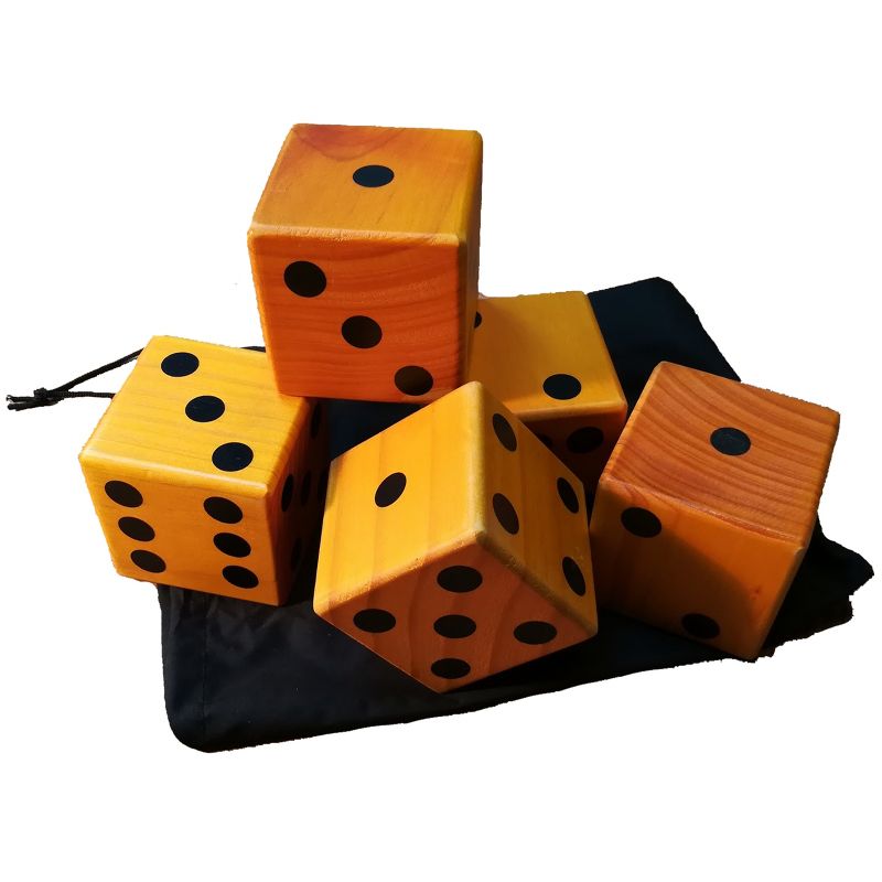 WE Games Giant Roll 'em Dice - Set of 5 Wooden Lawn Dice, 4 of 5