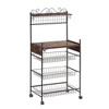 Kitchen Bakers Rack Removable Microwave Oven Stand With Wire Basket Wheels With Anti-skid Locks Kitchen Storage Shelf Rack For Spices Pots Pans - 4 of 4