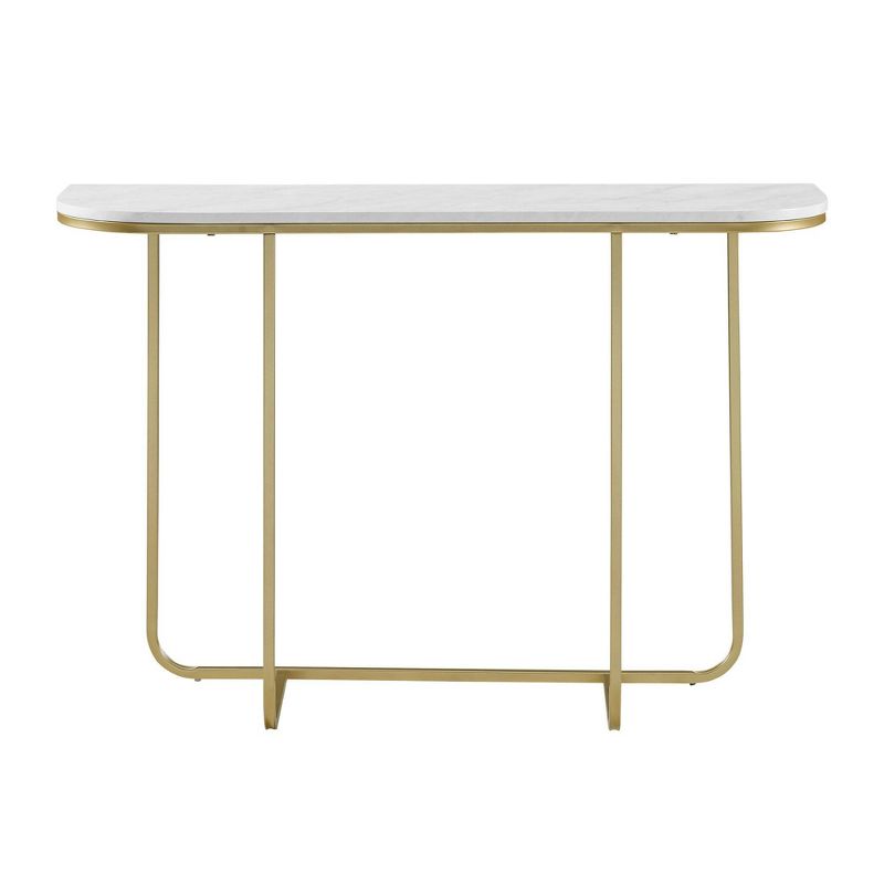 Megan Modern Glam Curved Console Table Faux White Marble/Gold - Saracina Home, 5 of 15