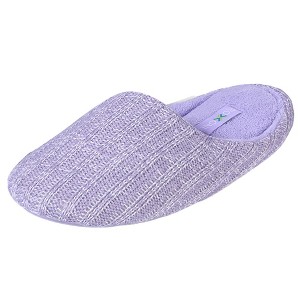 Roxoni Women’s Cozy Knit Memory Foam Slippers, Fleece Lined, Indoor Outdoor Rubber Sole - 1 of 4