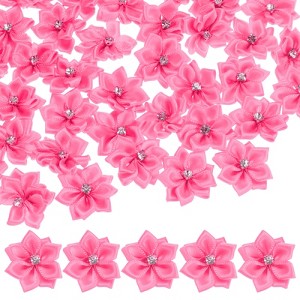 Unique Bargains Artificial Satin Durable Flexible Decorative Mini Ribbon Flowers with Rhinestones 1.2 Inch 200 Pcs - 1 of 4
