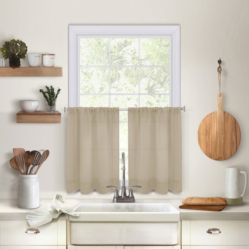 Farmhouse Living Buffalo Check Kitchen Tier Window Curtain Set of 2 - 30 x  36 - Gray/White - Elrene Home Fashions