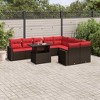 vidaXL 10 Piece Garden Sofa Set with Cushions Brown Poly Rattan - 2 of 4