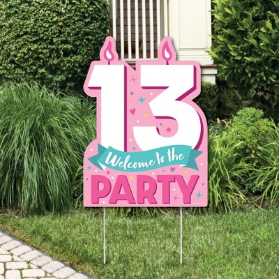 Big Dot of Happiness Girl 13th Birthday - Party Decorations - Official Teenager Birthday Party Welcome Yard Sign