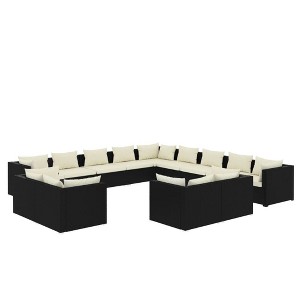 vidaXL Garden Lounge Set Black, Cream - 1 of 4