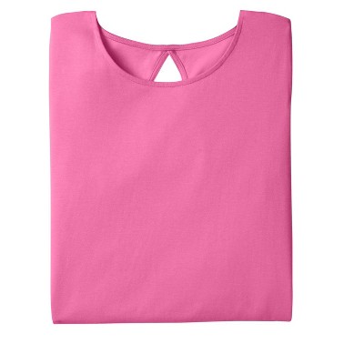 Roaman's Women's Plus Size Swing Ultimate Tee With Keyhole Back