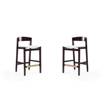 Set of 2 Klismos Upholstered Beech Wood Counter Height Barstools - Manhattan Comfort