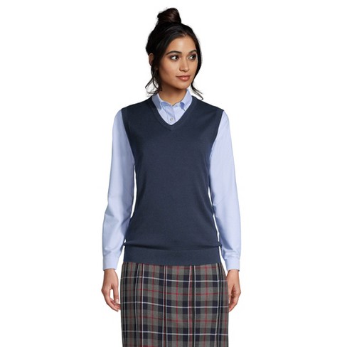 Lands' End School Uniform Women's Cotton Modal Fine Gauge Sweater Vest ...