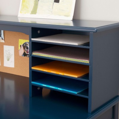 Navy Wooden Kids Computer Desk with Hutch and Chair Set