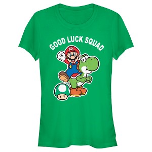 Juniors Womens Nintendo Super Mario St. Patrick's Day Good Luck Squad T-Shirt - 1 of 4