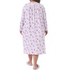 Women's Plus Size Floral V Neck Long Sleeve Lace Trim Buttons Sleepwear Soft Full Nightdress Nightgown with Pocket - Agnes Orinda - 4 of 4