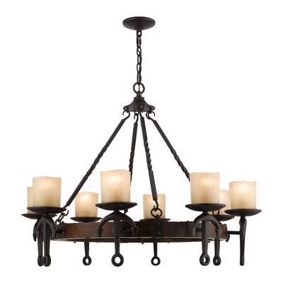 Olde Bronze Seaside Cottage 8-Light Chandelier with Vintage Satin Glass