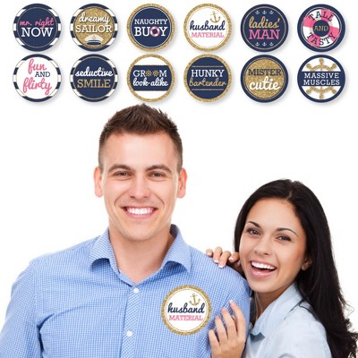 Big Dot of Happiness Last Sail Before the Veil - Nautical Bachelorette Man Hunt Stickers - Set of 12