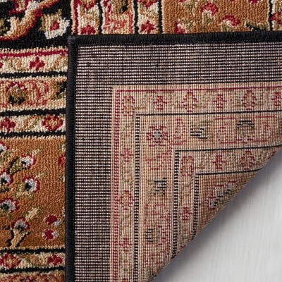 Black and Tan Floral Safavid Style Runner Rug