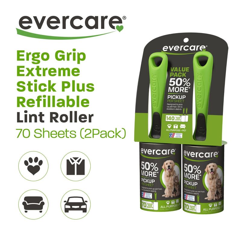 Evercare Pet Twin Pack Lint Roller - 140 Sheets, 4 of 12
