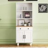 AENKYO 5 Tier Kitchen Storage Cabinet with Drawer - Pantry & Living Room Bookcase with Adjustable Shelves - White - 3 of 4