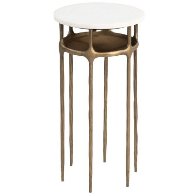 Zuo Bild Side Table White & Brass