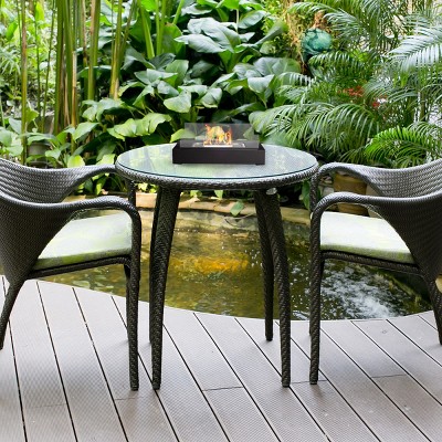 Black Rectangular Gel Fuel Tabletop Fireplace with Glass