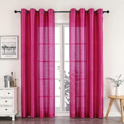 GoodGram 2 Piece Sheer Voile Faux Silk Spring & Summer 84 in. L Grommet Top Curtain Panels