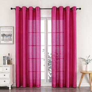 GoodGram 2 Piece Sheer Voile Faux Silk Spring & Summer 84 in. L Grommet Top Curtain Panels - 1 of 2