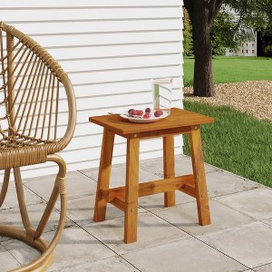 VidaXL Stool 17.7"x11.4"x17.7" Rectangular Solid Wood Acacia - 1 of 4