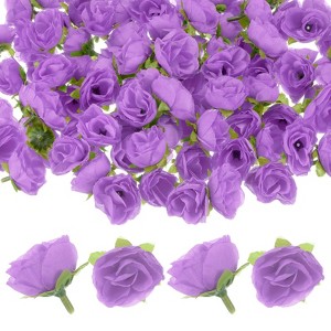 Unique Bargains Silk Plastic Small Faux Rose Artificial Flower Heads 1.2 inch - 1 of 4
