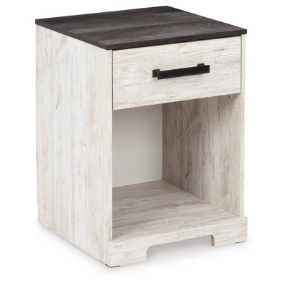Shawburn Nightstand Black/Gray/White - Signature Design by Ashley: Pewter-Tone Hardware, Open Cubby Storage, Laminated Finish