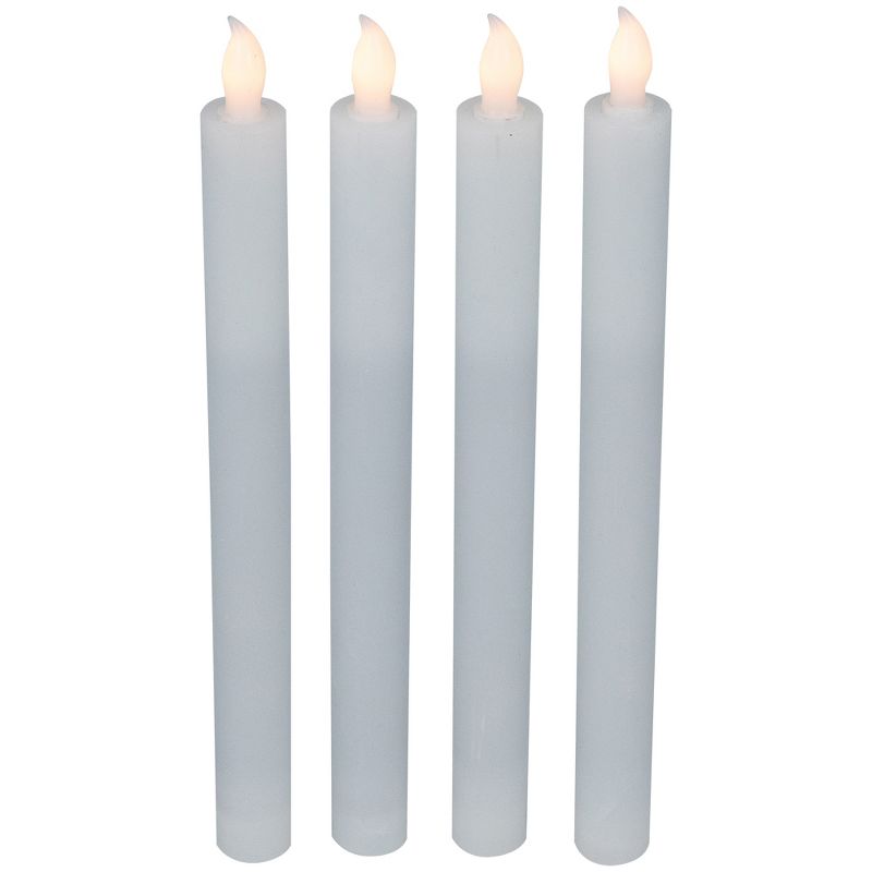 Northlight Set of 4 Solid White LED Flameless Flickering Wax Taper Candles 9.5", 3 of 6
