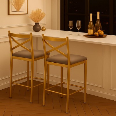 Bar Stools Set of 2/4, Upholstered Bar Chairs with Back, Thick Cushion, Counter Height Barstools for Kitchen Island Apartment Counter Bar
