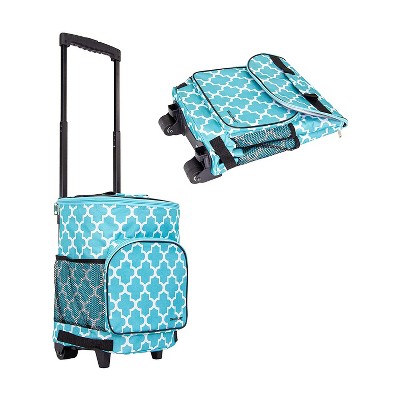 dbest products Ultra Compact Standard Insulated 36 Can Smart Cart Soft Sided Rolling Cooler with Wheels and Handle, Blue Moroccan Tile