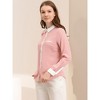 INSPIRE CHIC Women's Contrast Collar Chiffon Long Sleeve Work Office Blouse - 4 of 4