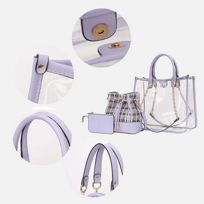 MKF Collection Diva PVC Clear Tote Bag with Tweed Bucket Bag by Mia K- Denim — фото 6