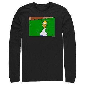 Men's The Simpsons Homer Disappearing into the Bush, Nothing to See here Long Sleeve Shirt - 1 of 4