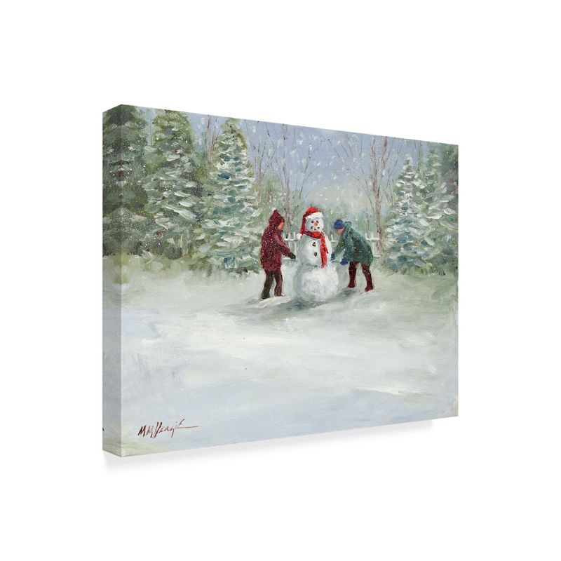 Trademark Fine Art -Mary Miller Veazie 'Snowman And Children' Canvas Art, 1 of 4