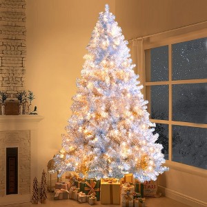 Hrinhom Pre-Lit Artificial Christmas Tree,Hinged Full Tree with Metal Stand,Holiday Decoration-7.4FT - 1 of 4