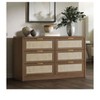 Dark Wood 6 Drawer Dresser For Bedroom, 52.7" Wide Rattan Dresser, Wooden With Gold Handles, Farmhouse Tv Stand Entryway Table, Modern Chest Of Drawe - 2 of 4