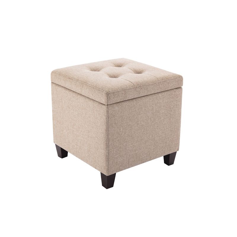 Square Button Tufted Storage Ottoman with Lift Off Lid - WOVENBYRD, 3 of 11