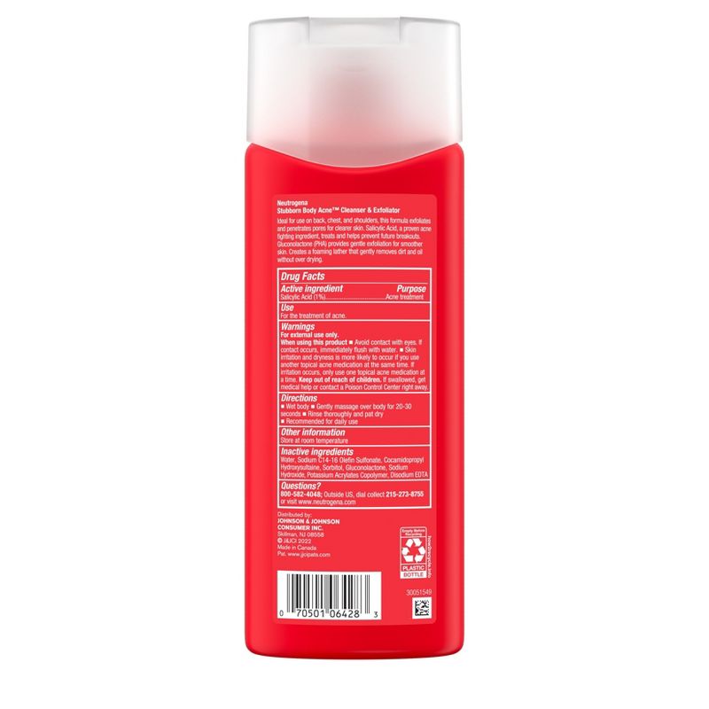 Neutrogena Stubborn Body Acne Cleanser &#38; Exfoliator with Salicylic Acid for Acne-Prone Skin - Fragrance Free - 8.5 fl oz, 3 of 9