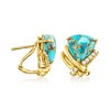 Ross-Simons Turquoise and .25 ct. t.w. Diamond Earrings in 18kt Gold Over Sterling - 3 of 4