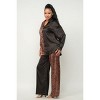 Slickblue Women's Satin Animal Print and Solid Color Two-Piece Set - Button Top & Wide Leg Pants, Size S-L - 4 of 4