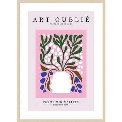 Periwinkle Flowers Minimalist Framed Poster Print in Natural Wood