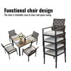 5-Piece Outdoor Patio Rattan Dining Set with Stackable Chairs, 35" Acacia Wood Table Top with Umbrella Hole - 4 of 4